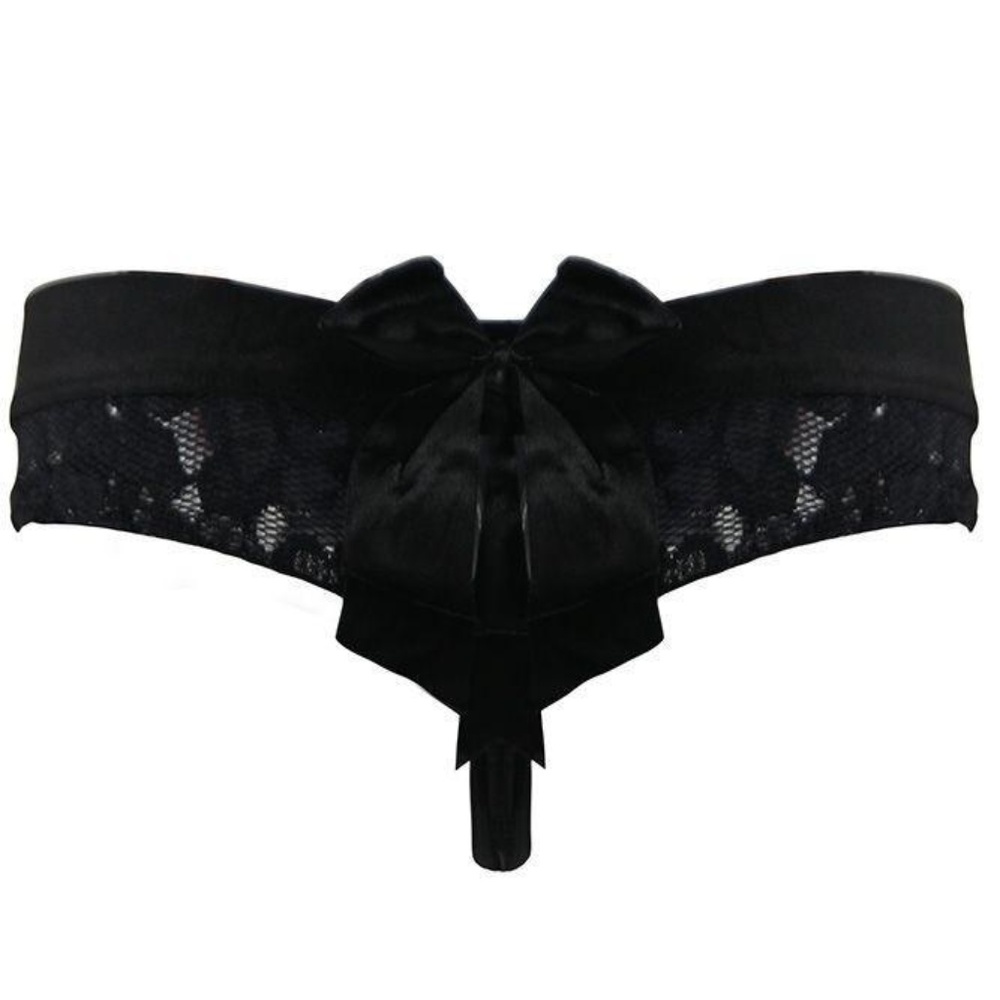 Black Lace Wide Band Lace Thong